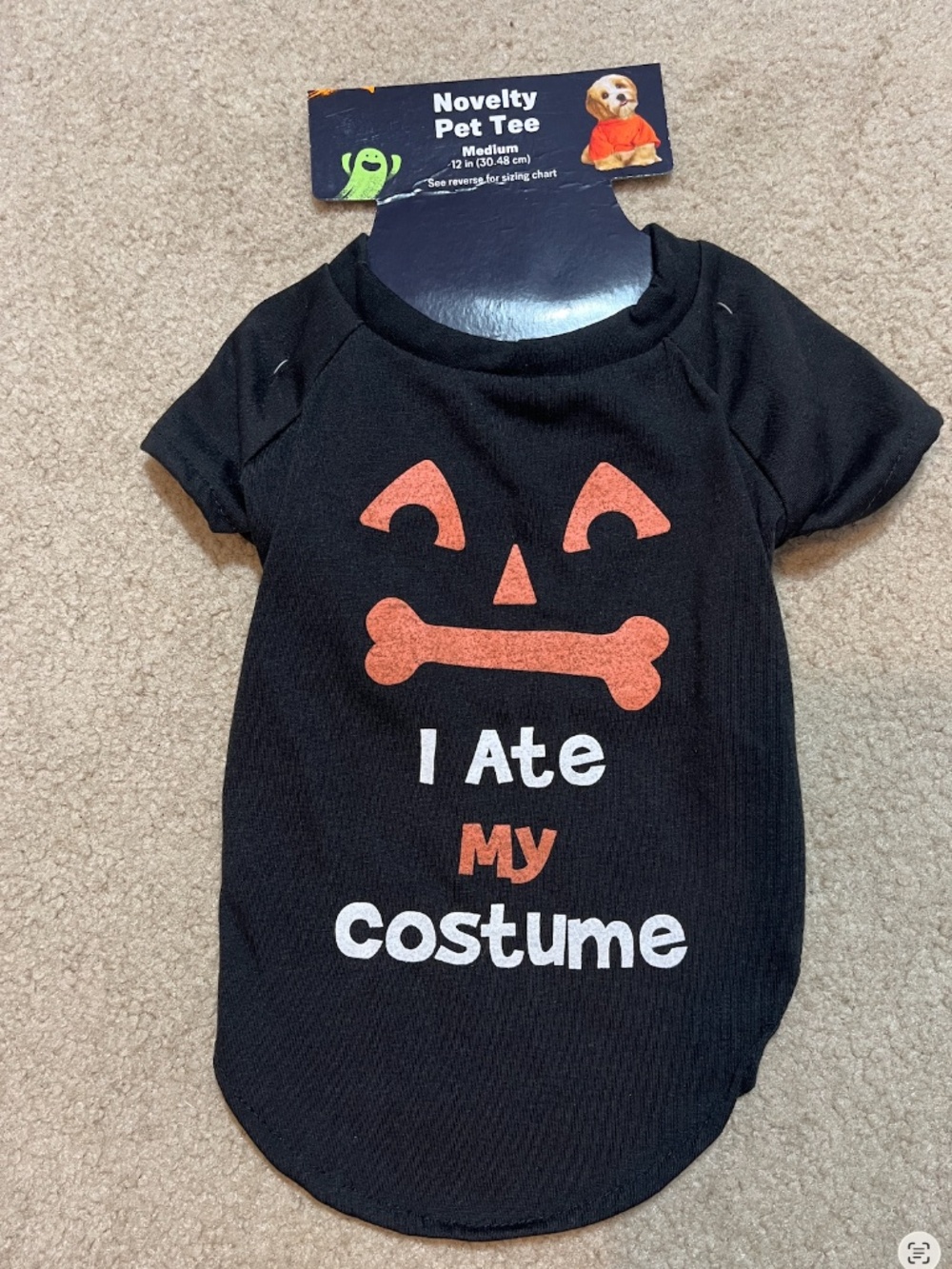 Halloween Novelty Black Pet Tee 🎃🐾 | “I Ate My Costume” | Medium | NWT
